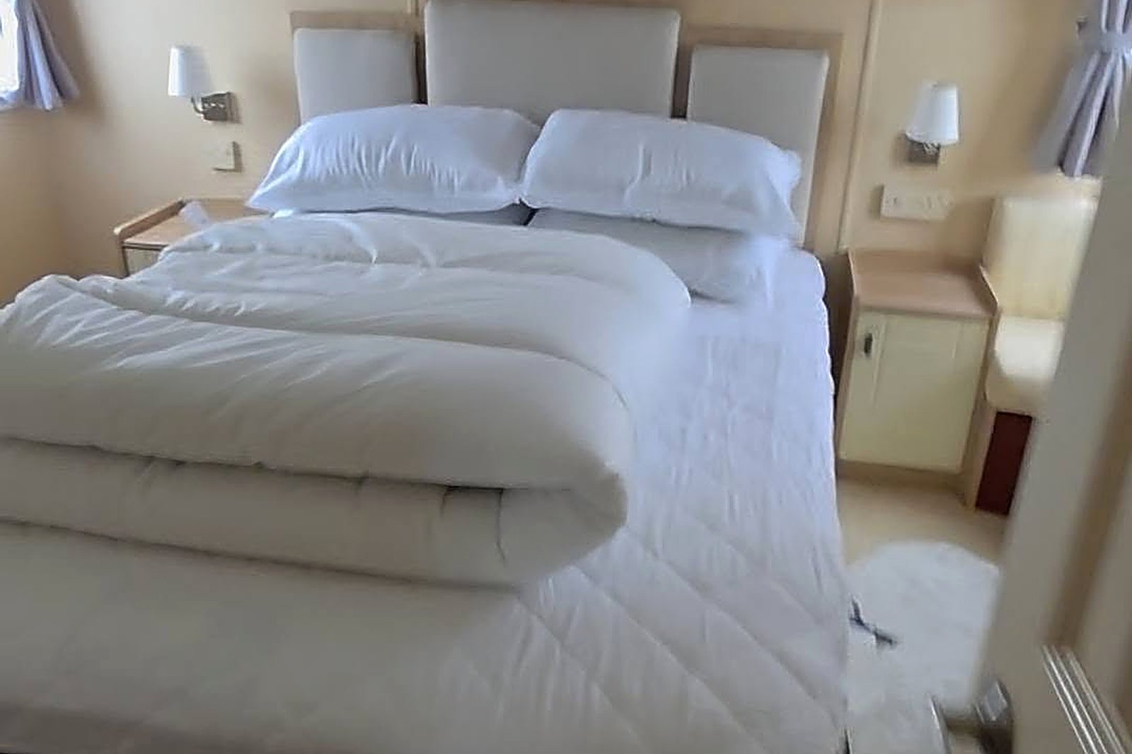 King-size en-suite master bedroom inside the caravan